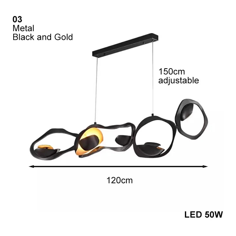 Modern LED home interior lighting ceiling chandelier, metal lustre, dimmable, suitable for living room lighting